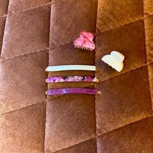 Purple, pink, white, hair clips
